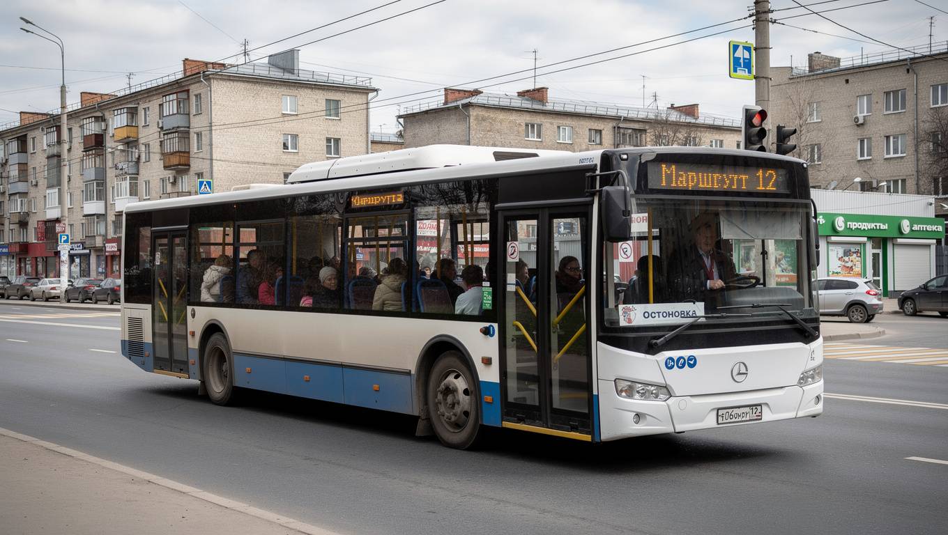 Пассажирский автобус на городской улице